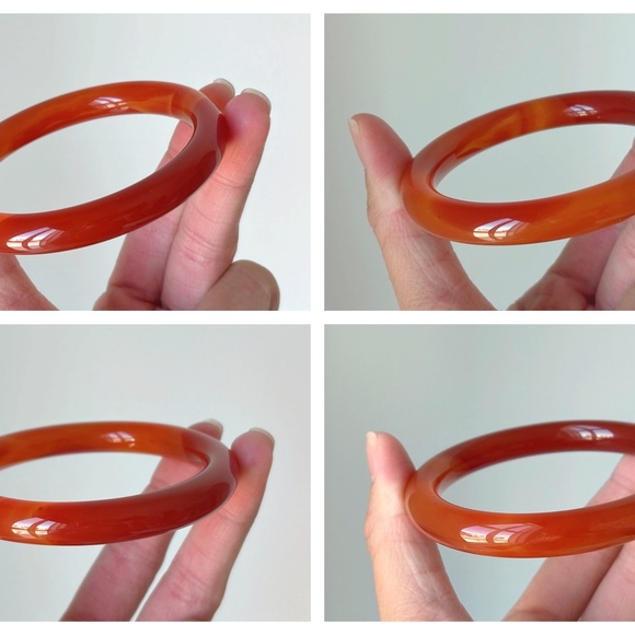 58mm Natural Carnelian Red Agate Round Bangle BA124 - Picture 6 of 10